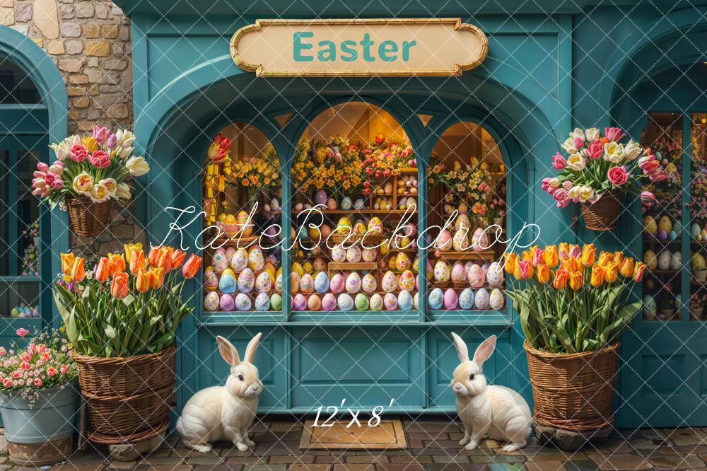 Kate Easter Bunny Flower Eggs Shop Backdrop Designed by Emetselch