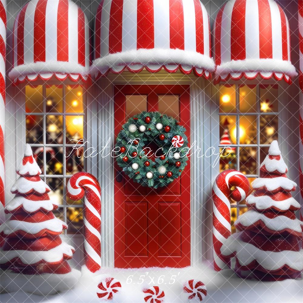 Kate Christmas Candy Cane Peppermint Shop Backdrop Designed by Mini MakeBelieve