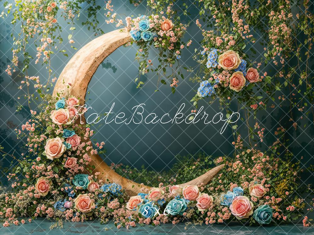 Kate Mother's Day Floral Crescent Moon Backdrop Designed by Emetselch