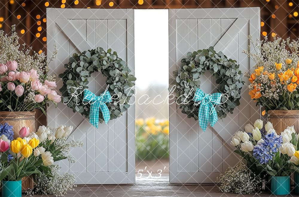 Kate Spring Floral Wreath Door Backdrop Designed by Mini MakeBelieve