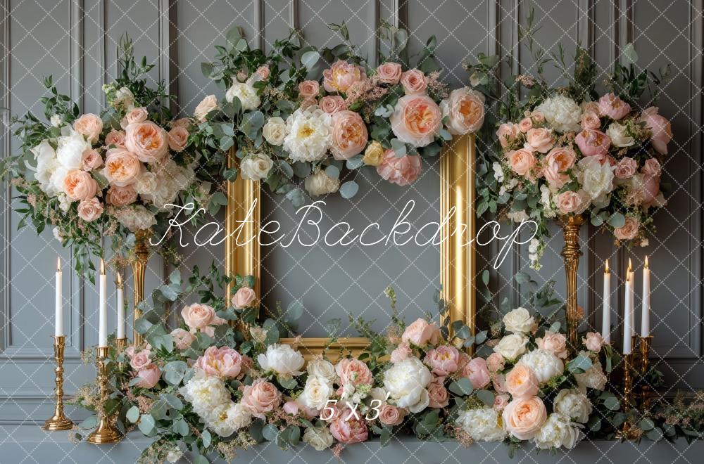 Kate Spring Rose Square Frame Wedding Backdrop Designed by Mini MakeBelieve