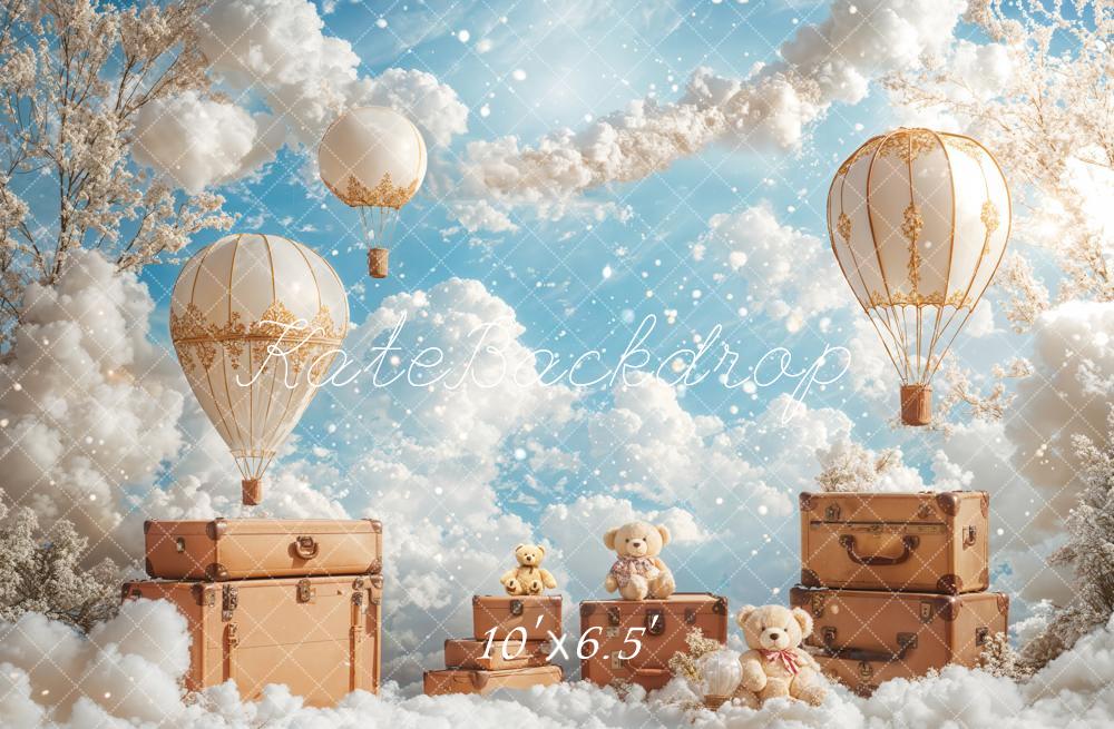 Kate Hot Air Balloons Clouds Travel Sky Backdrop Designed by Emetselch