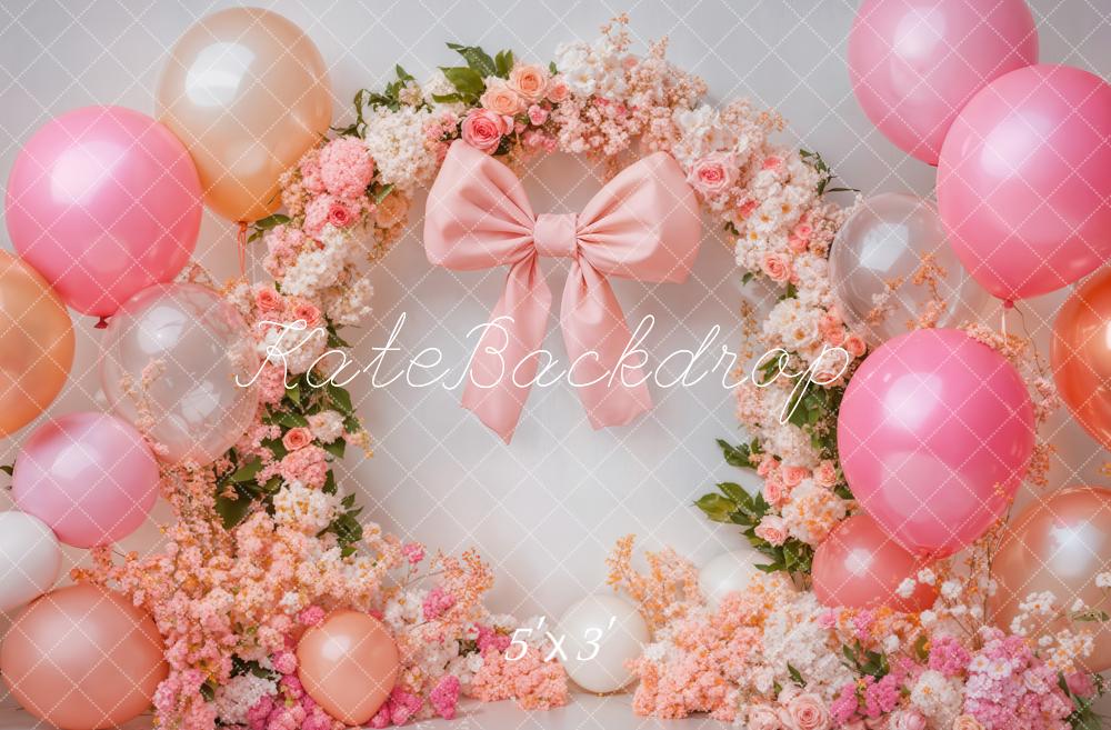 Kate Cake Smash Floral Arch Pink Balloon Backdrop Designed by Emetselch