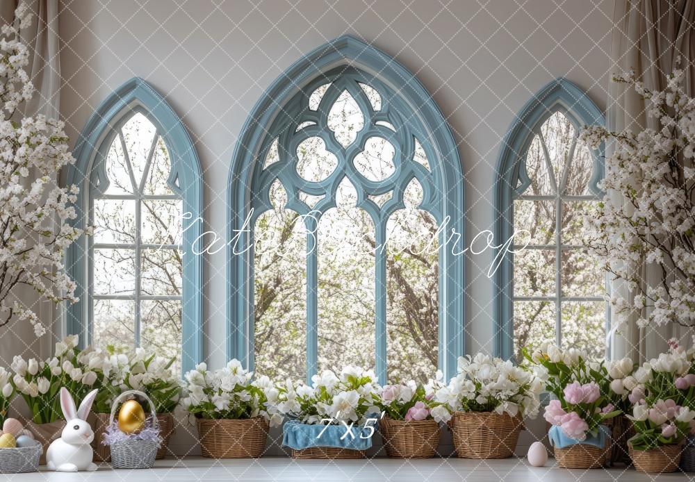 Kate Easter Bunny Floral Retro Window Backdrop Designed by Mini MakeBelieve