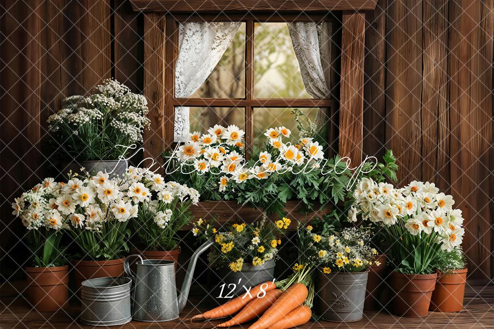 Kate Spring Easter Rustic Floral Window Backdrop Designed by Emetselch