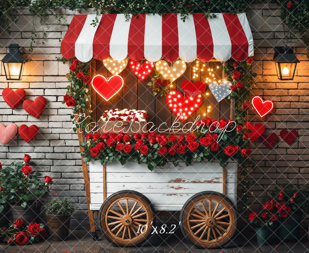 Kate Valentine's Day Romantic Heart Roses Cart Backdrop Designed by Emetselch