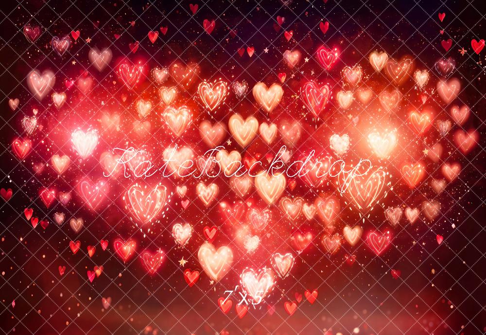 Kate Valentine's Day Heart Bokeh Red Backdrop Designed by Emetselch