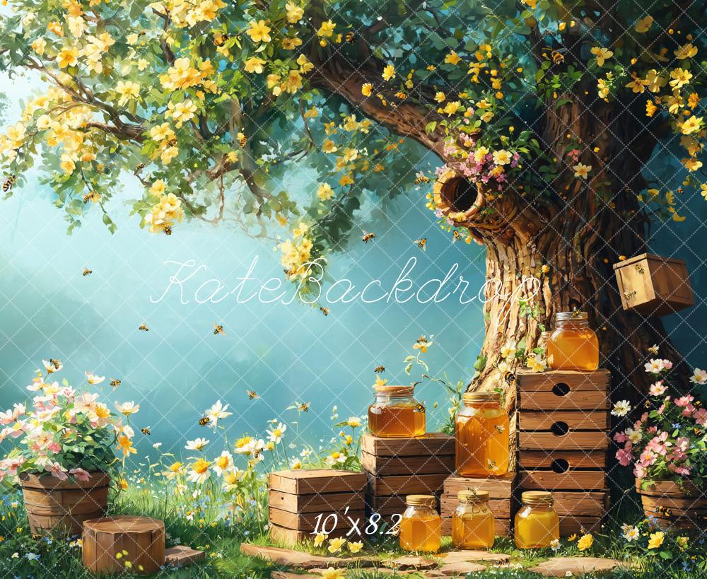 TEST Kate Spring Honey Bee Tree Honeycomb Backdrop Designed by Emetselch