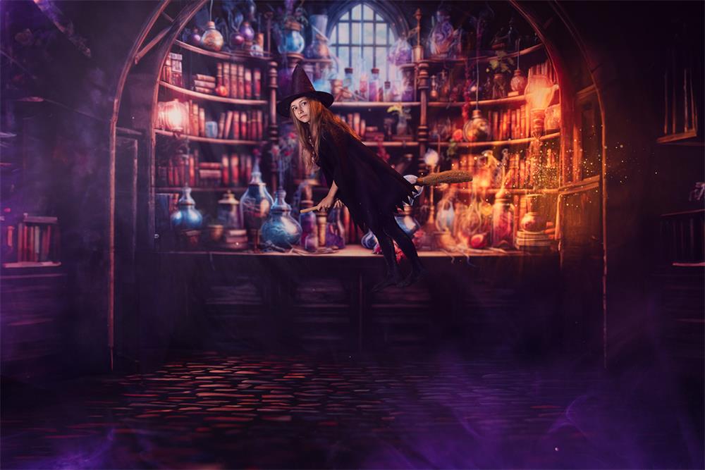 Kate Halloween Witch Potion Kitchen Backdrop Designed by Lidia Redekopp