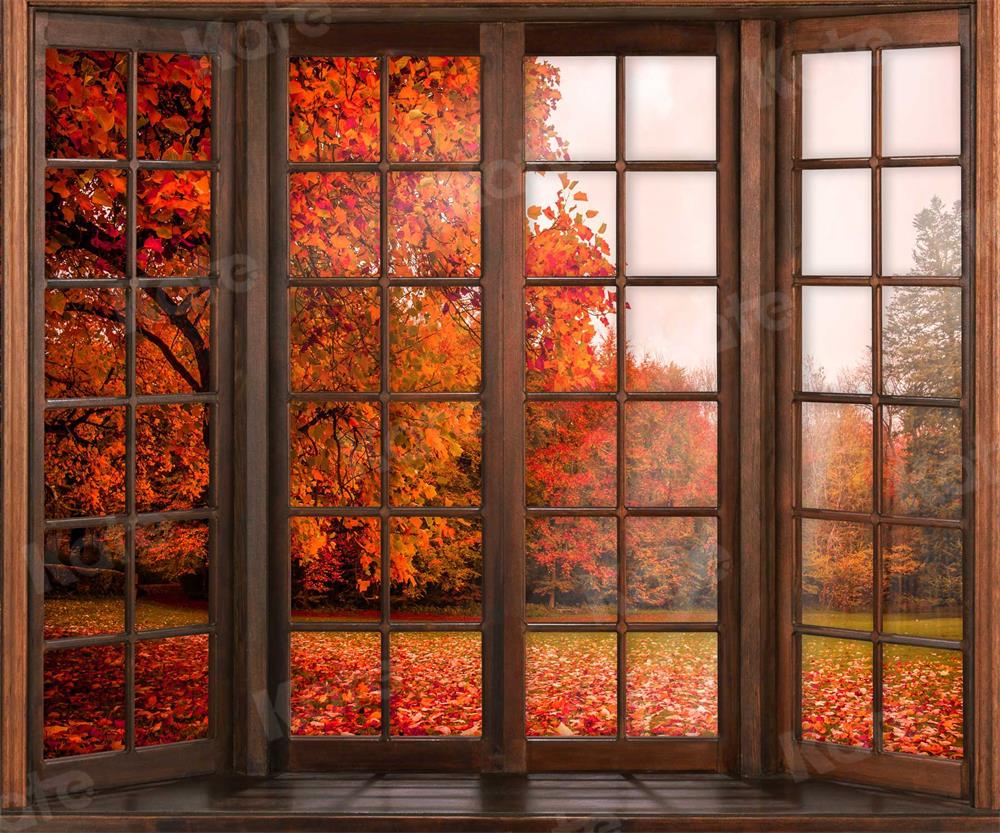 RTS Kate Fall Fallen Leaves Backdrop Outside The Window for Photography