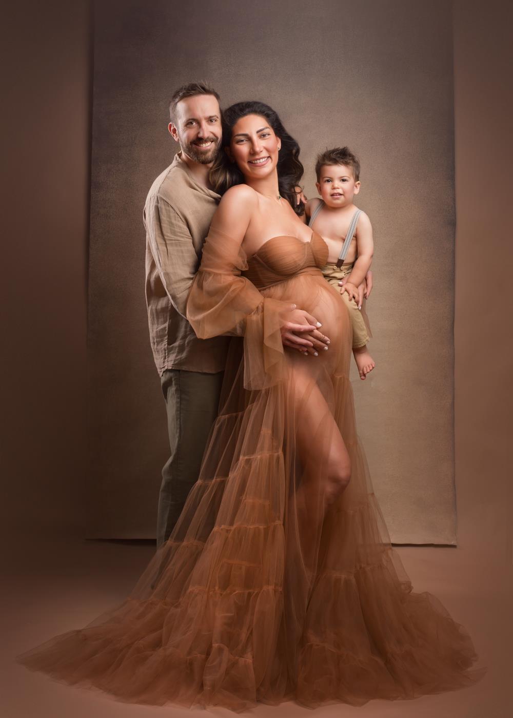 Vestido de fotoshoot de maternidad de tul azul sexy