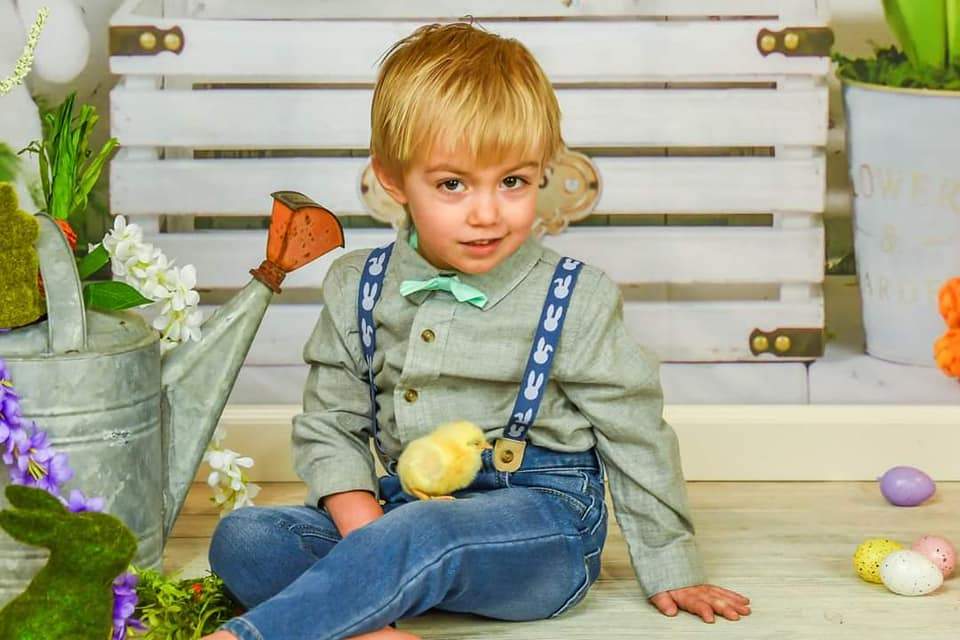 Kate Easter with Carrots and Rabbits Backdrop Designed By Rose Abbas - Kate Backdrop