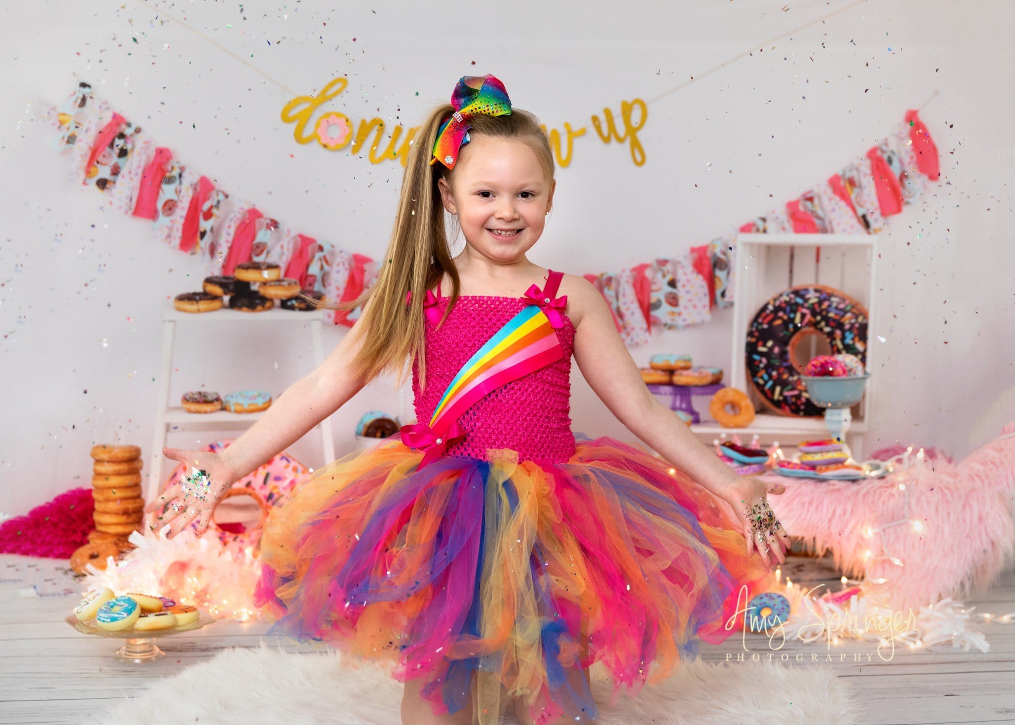 RTS Rosa Donut Bandiere per Bambini Backdrop per Compleanno\\Smash Cake (Solo U.S.A.)