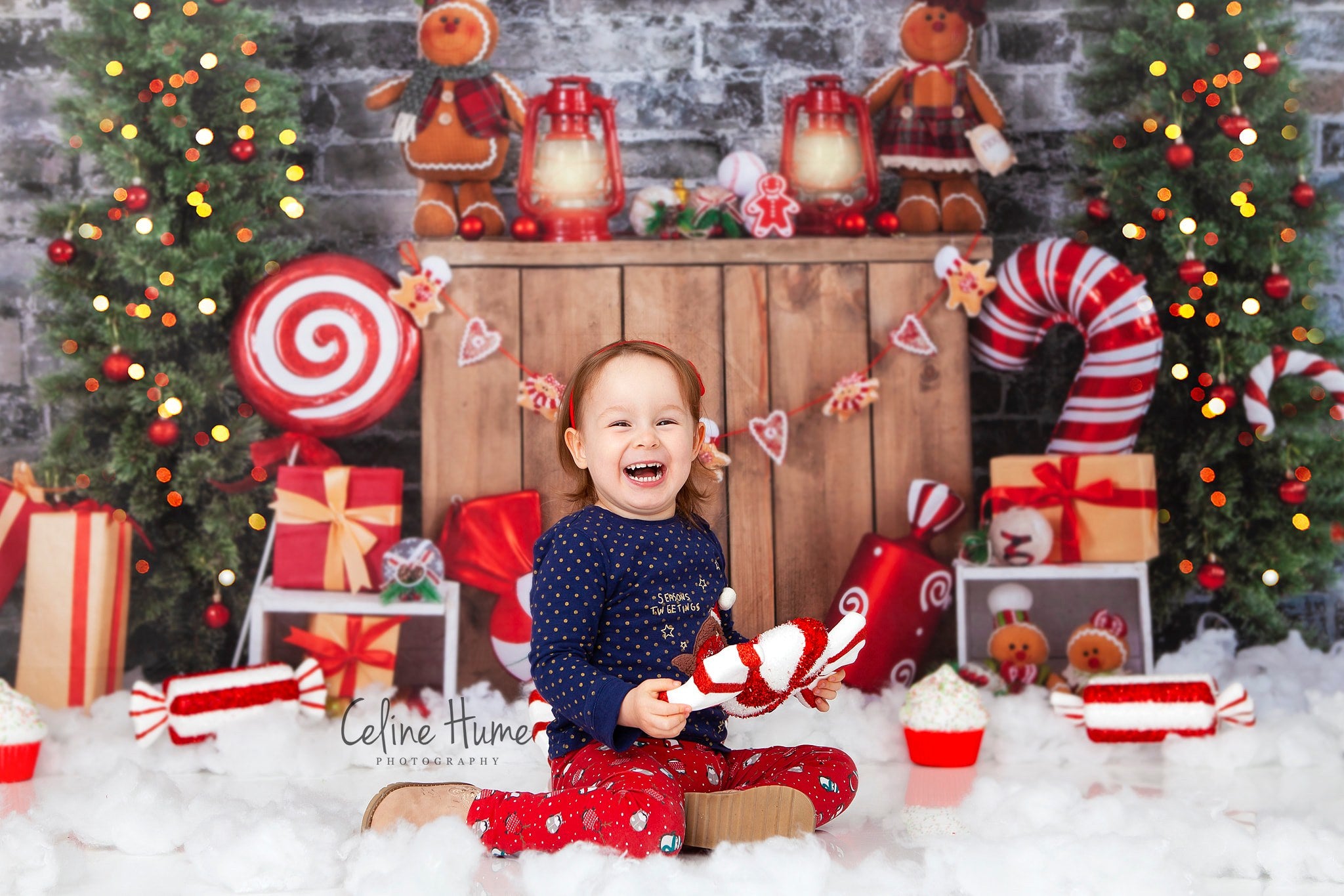 Kate Christmas Brick Wall Backdrop Gingerbread Man for Photography