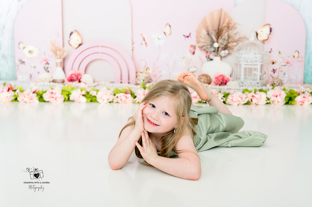 Pink and Floral Whimsical Princess Cake Smash Session in Brisbane, Australia