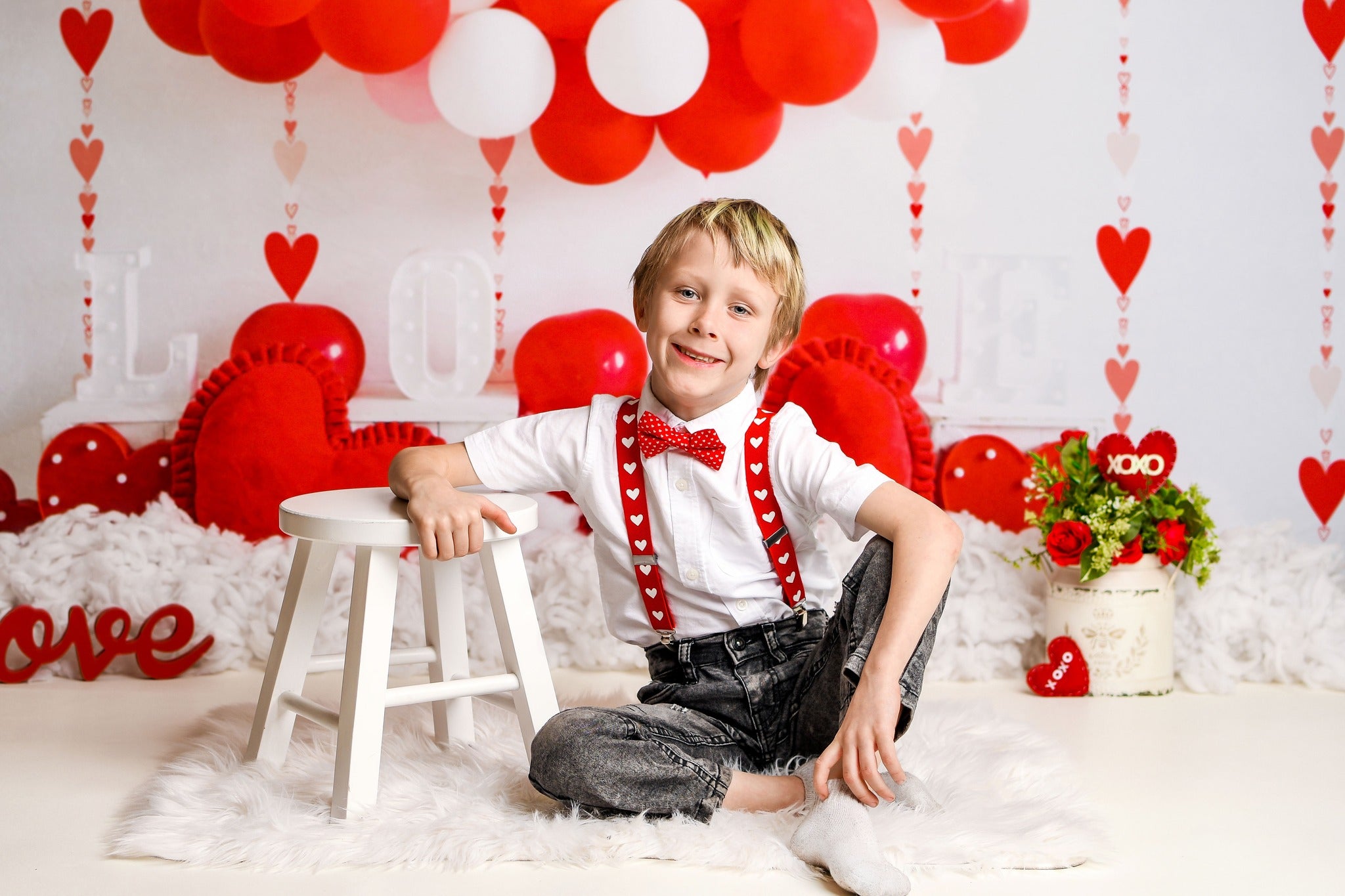 Sfondo per San Valentino con Palloncini Cuore Design di Uta Mueller Photography