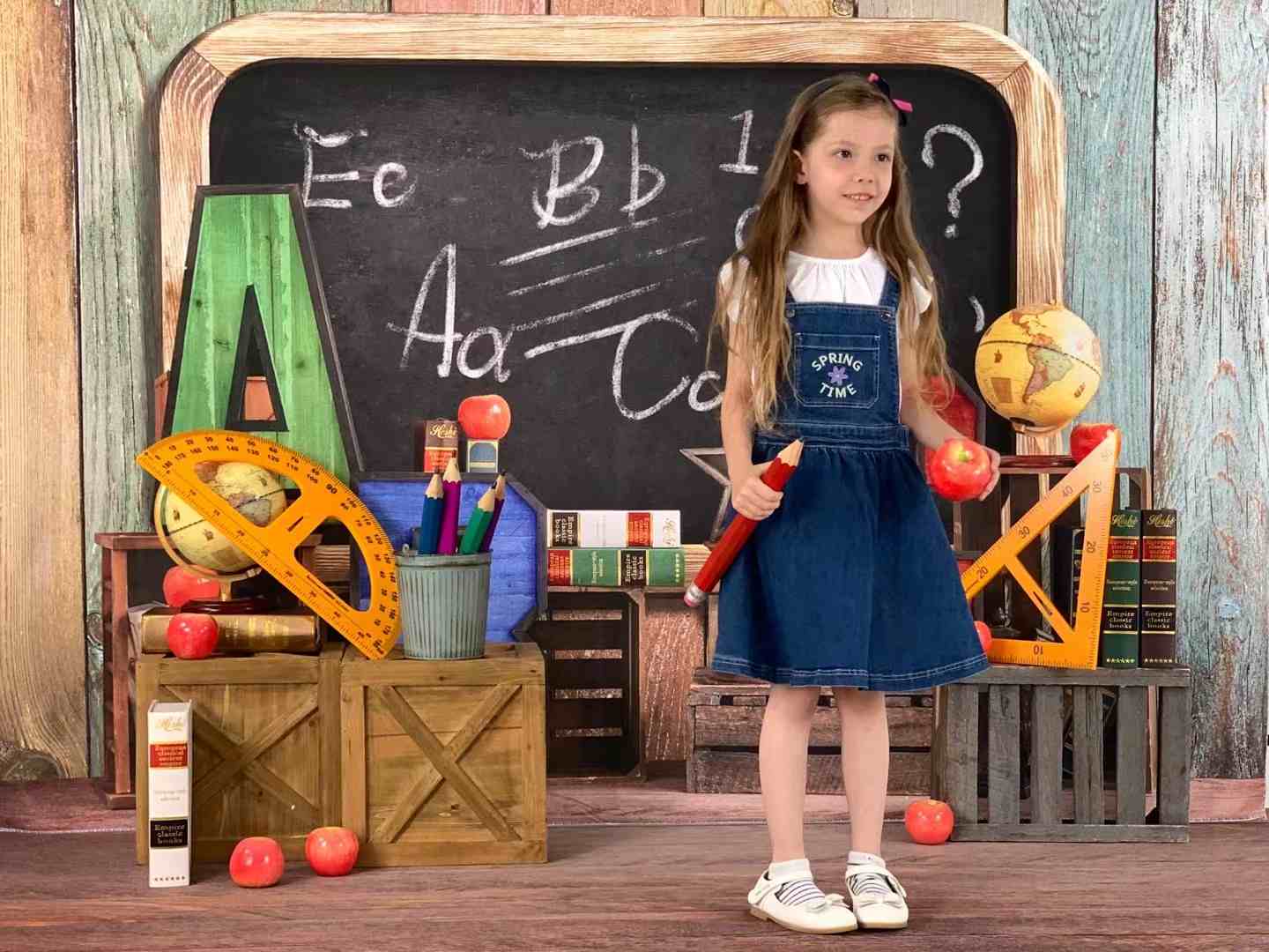 Kate Back to School Summer Blackboard Colorful ABC Backdrop - Kate Backdrop