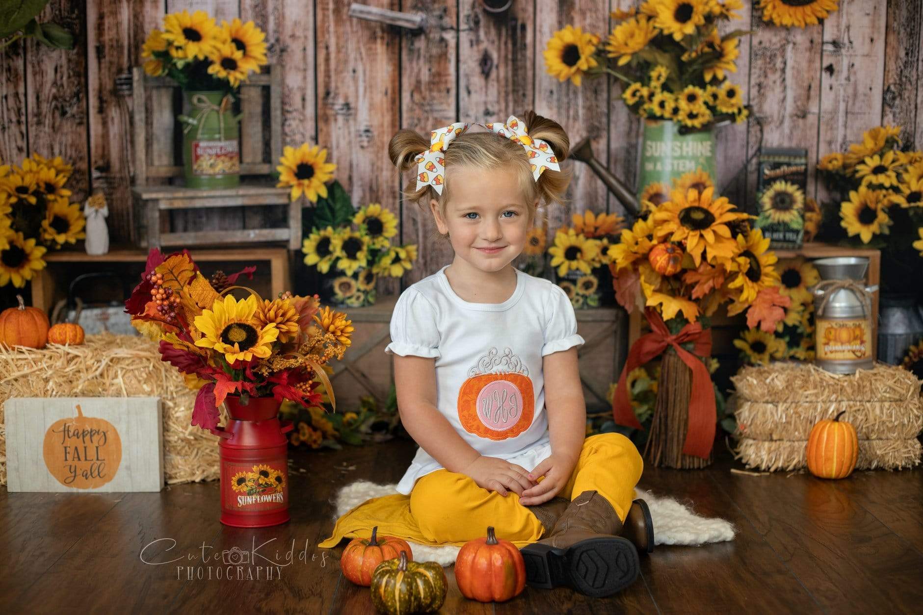 Kate Sunflower Gift Shop Wood Fall Backdrop for Photography - Kate Backdrop