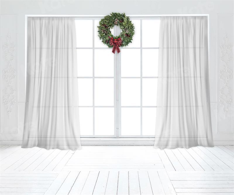 Kate Christmas White Curtain Retro Window Backdrop for Photography - Kate Backdrop