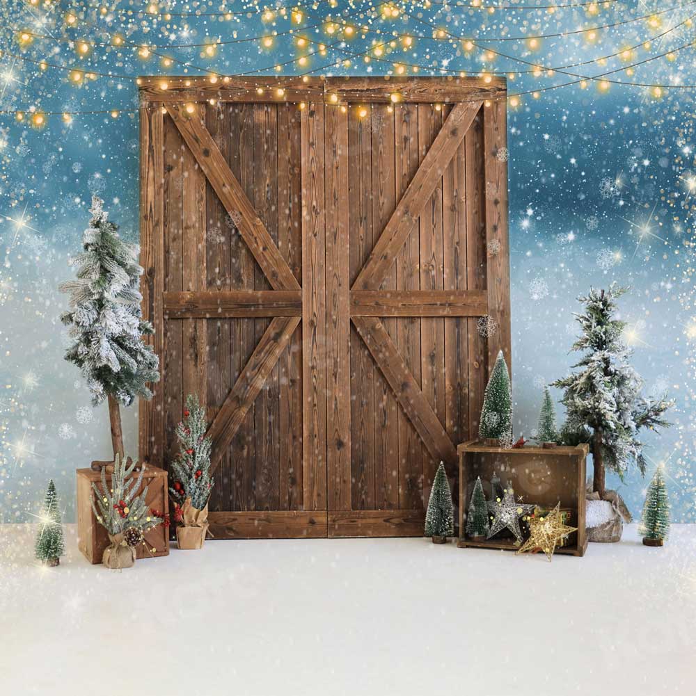 Kate Christmas Barn Door Snow Backdrop for Photography - Kate Backdrop