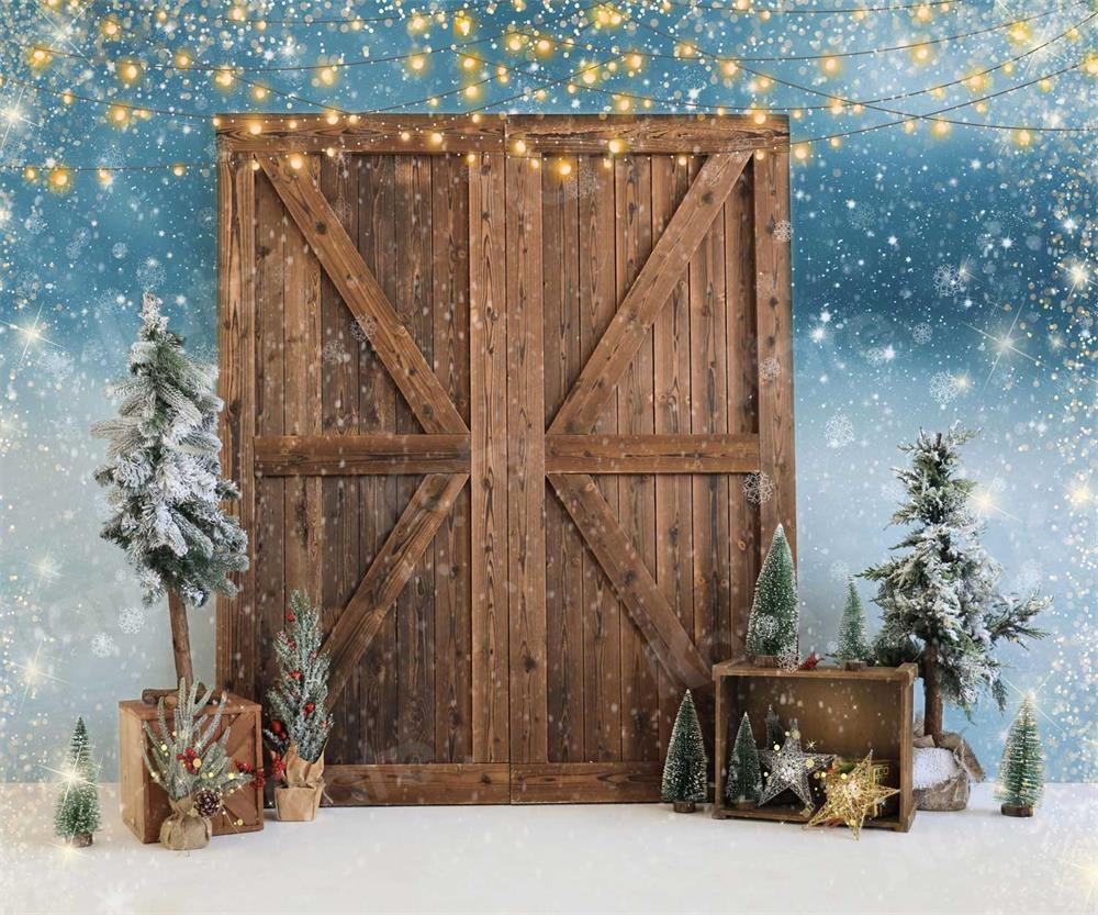 Kate Christmas Barn Door Snow Backdrop for Photography - Kate Backdrop