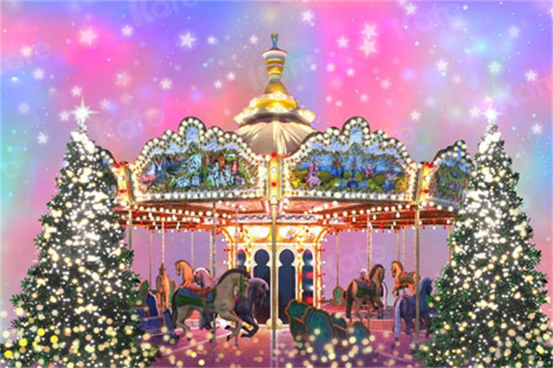 Kate Christmas Dream Carousel Backdrop for Photography - Kate Backdrop