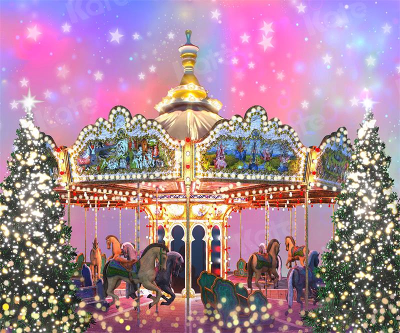 Kate Christmas Dream Carousel Backdrop for Photography - Kate Backdrop