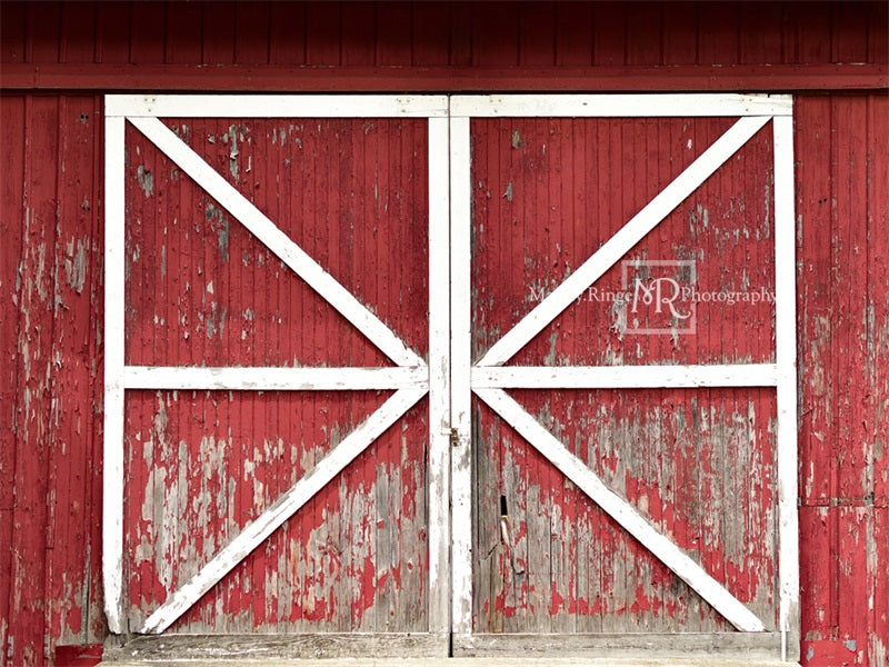 Kate 7x5ft Rustic Red Barn Door Backdrop (only ship to Canada)