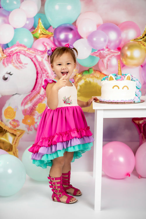 Kate Unicorn Balloon Backdrop Cake Smash for Photography