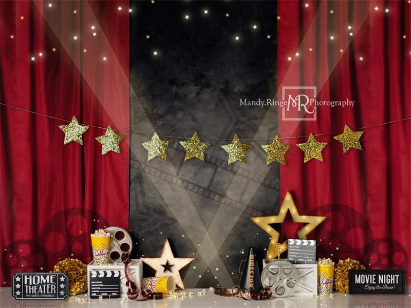 Kate Movie Night Backdrop Red Curtain Designed by Mandy Ringe Photography - Kate Backdrop