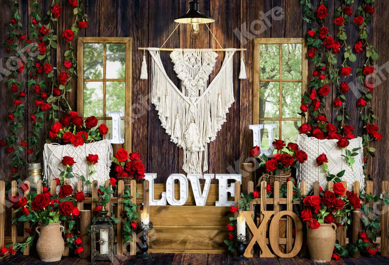 Kate Valentine's Day Backdrop Boho Spring Window Rose