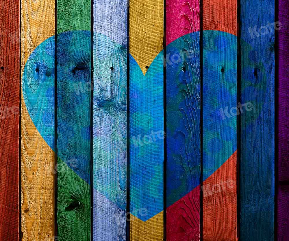 Kate Valentine's Day Backdrop Love Wood Colorful Designed by Chain Photography - Kate Backdrop