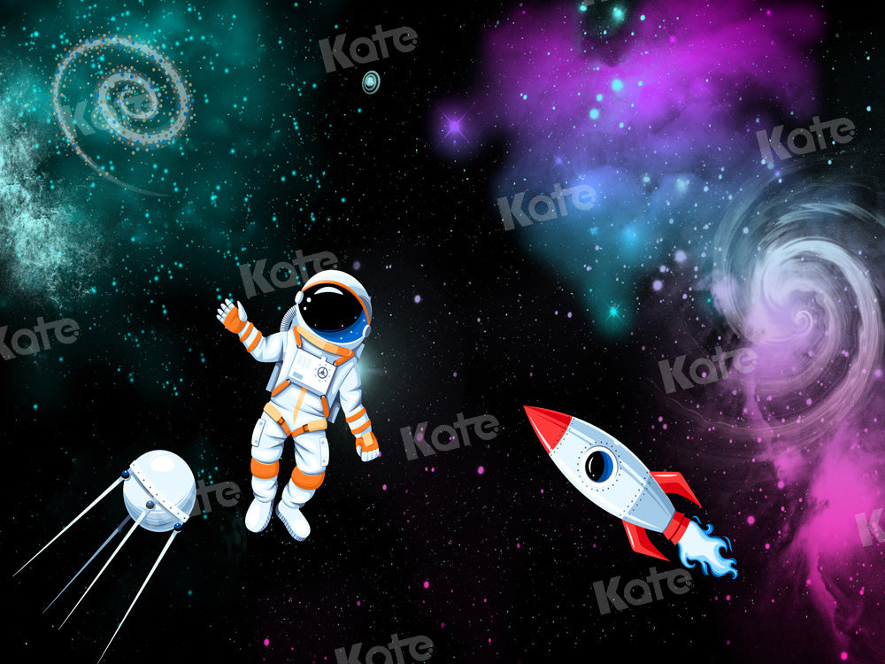 Universe Backdrop Astronaut Celestial Rocket Birthday Ontworpen door Chain Photography