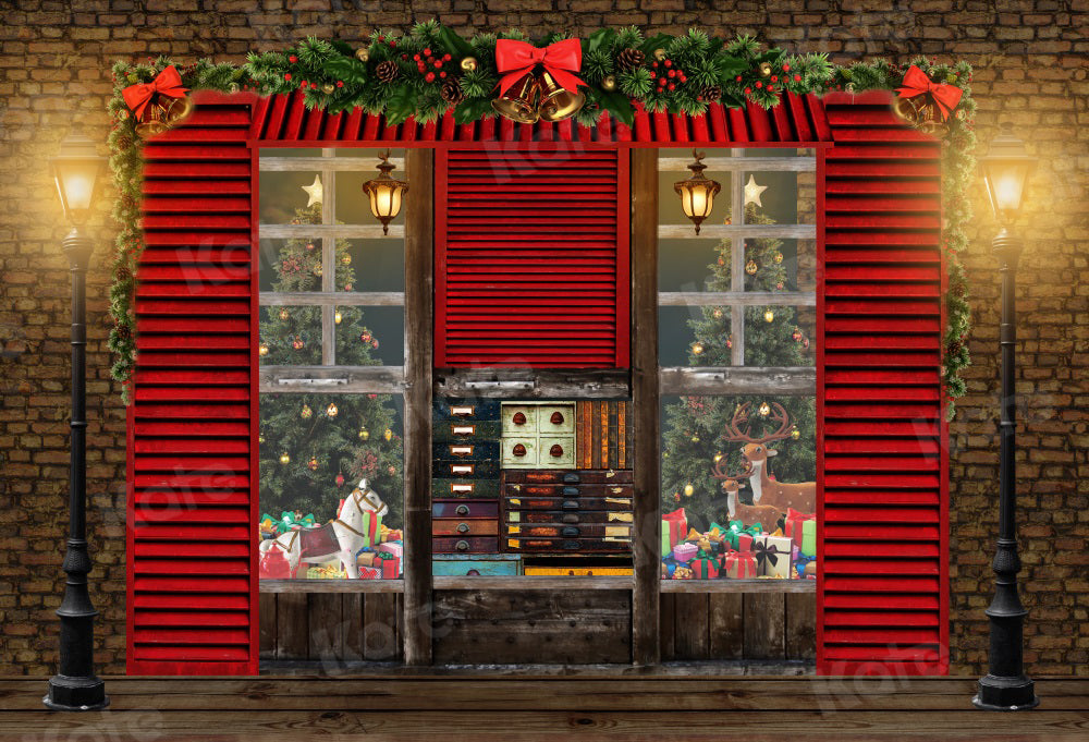 Kate Christmas Backdrop Window Retro Wall for Photography