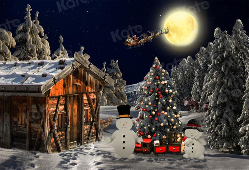 RTS Kerstdecoratie Buiten Houten Huis Boom Sneeuwpop voor Fotografie