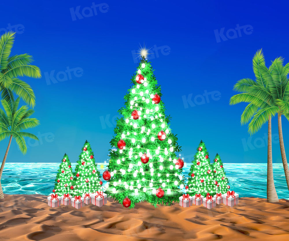 Kate Christmas Backdrop Beach Sea Tree Light for Photography