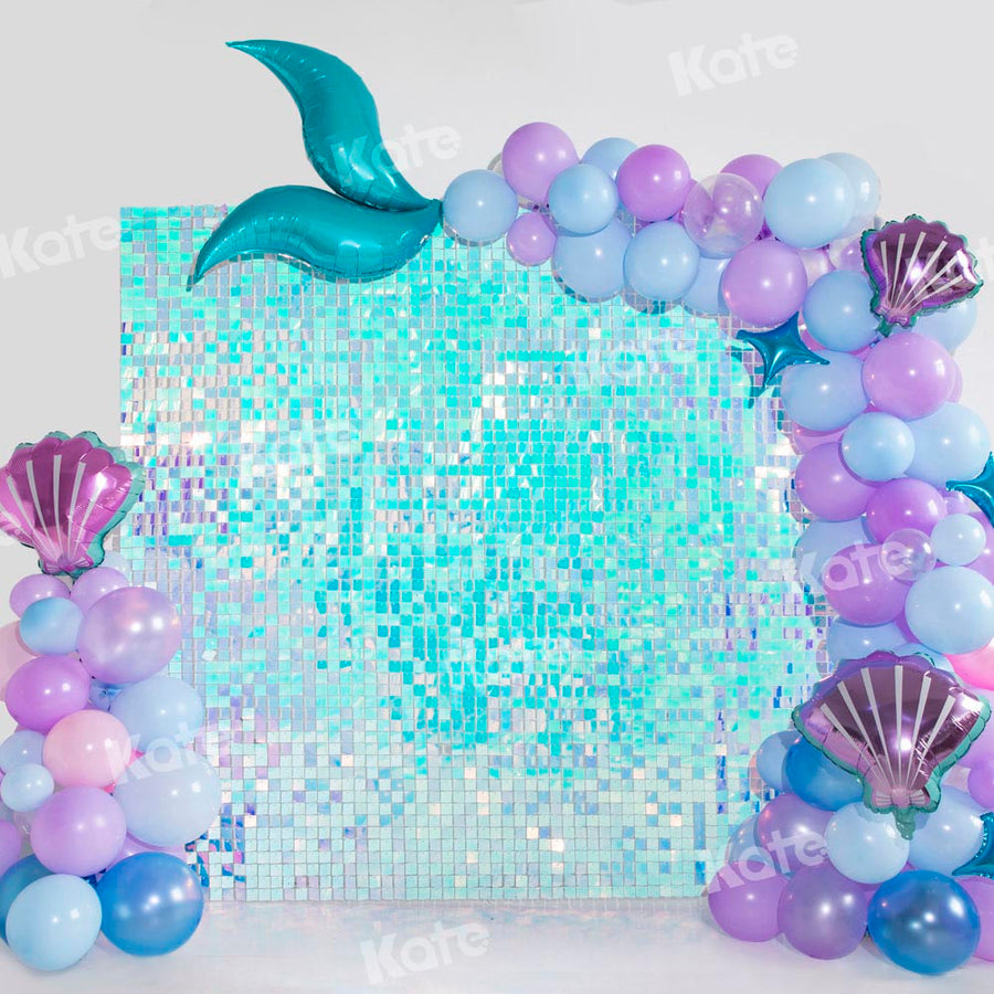 Kate Blue Green Mermaid Balloons Backdrop Shiny Birthday For Photography