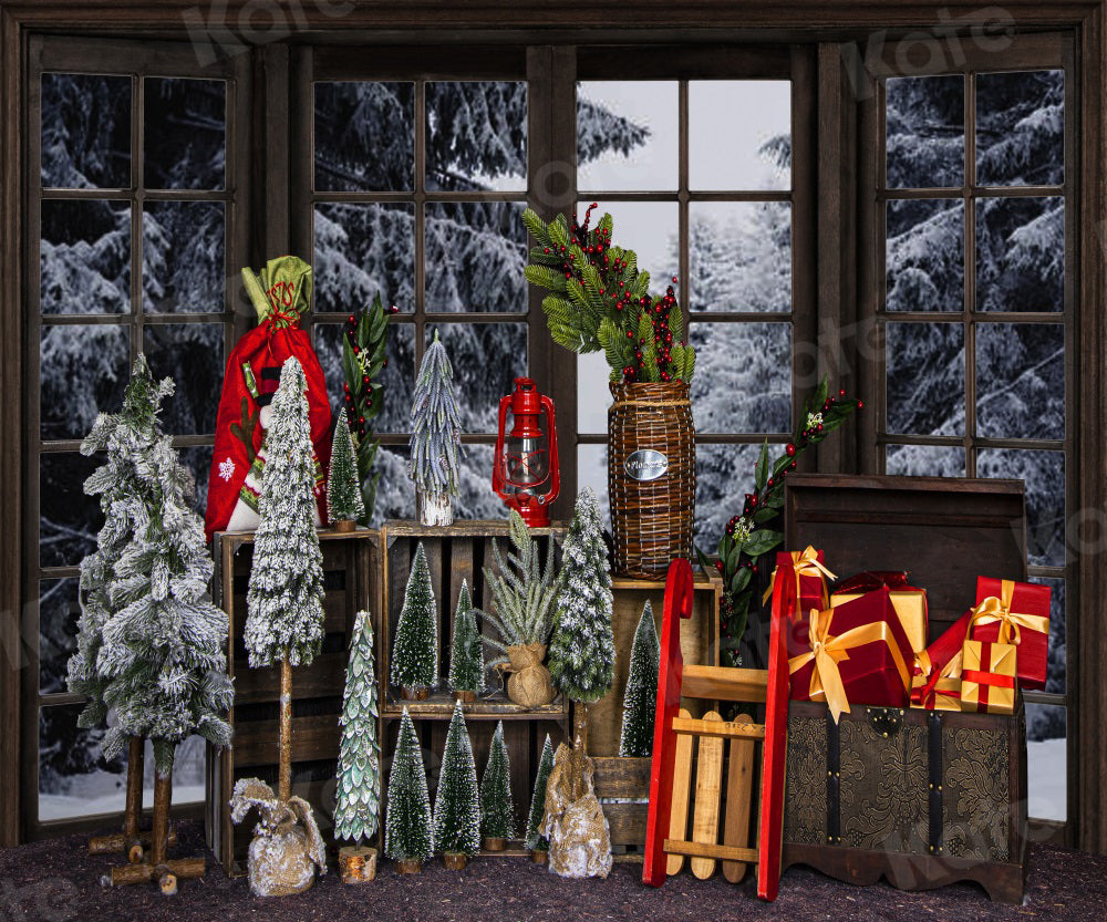 Fondo de árbol de Navidad para ventana para fotografía