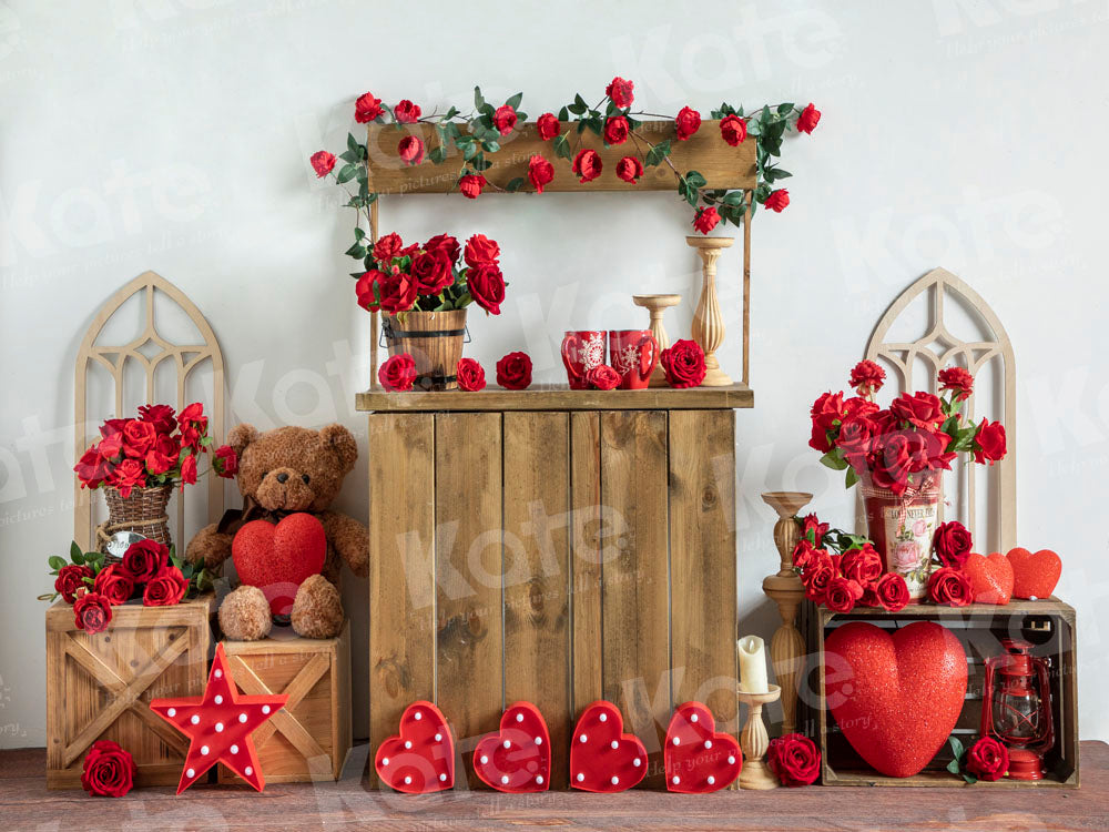 Kate Valentine's Day Rose Store Love Backdrop Designed by Emetselch