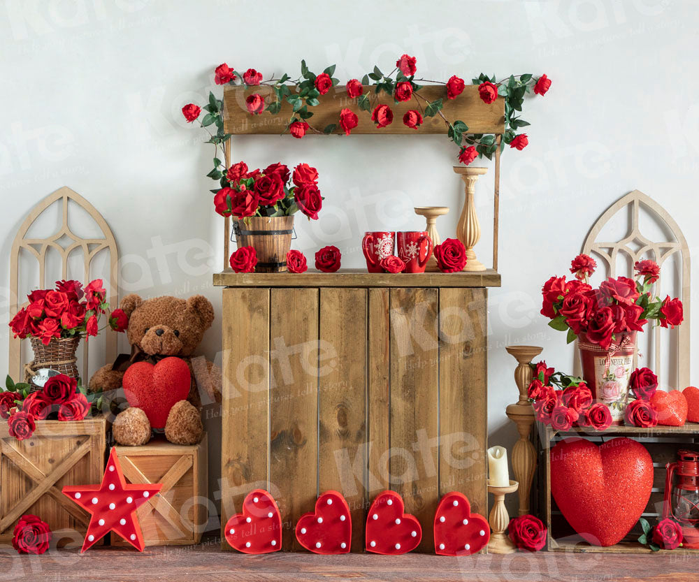 Kate Valentine's Day Rose Store Love Backdrop Designed by Emetselch