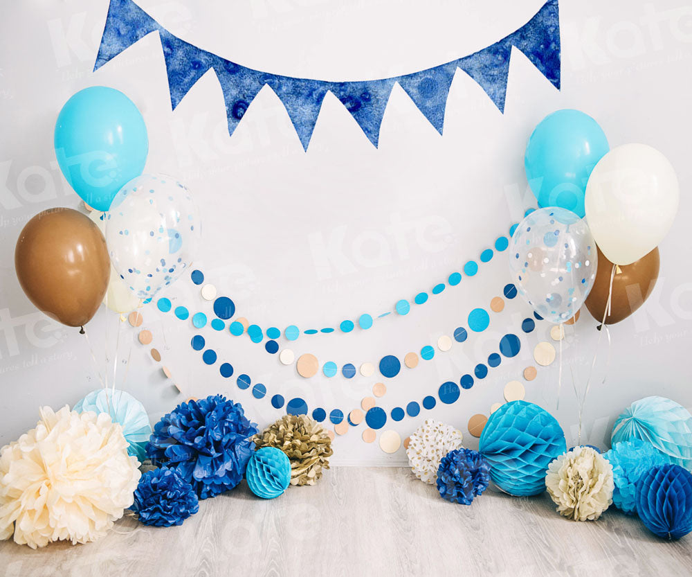 Blauwe Ballonnen Cake smash Foto Achtergrond Ontworpen door Emetselch