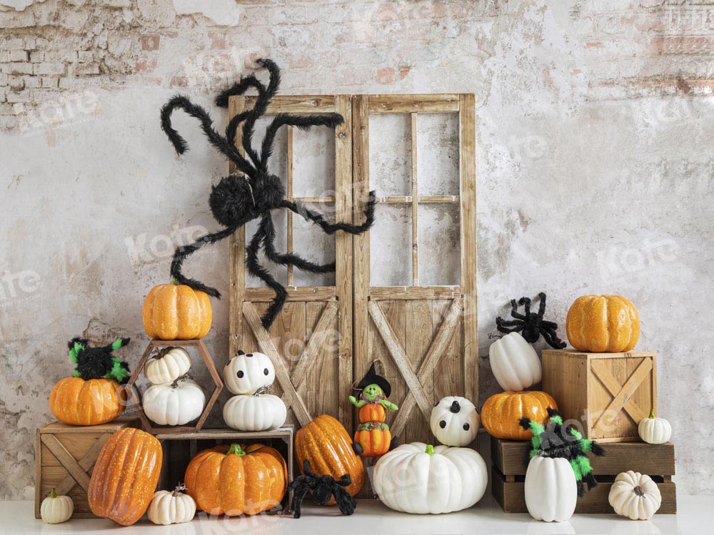 Telón de fondo de calabazas de Halloween araña diseñado por Emetselch