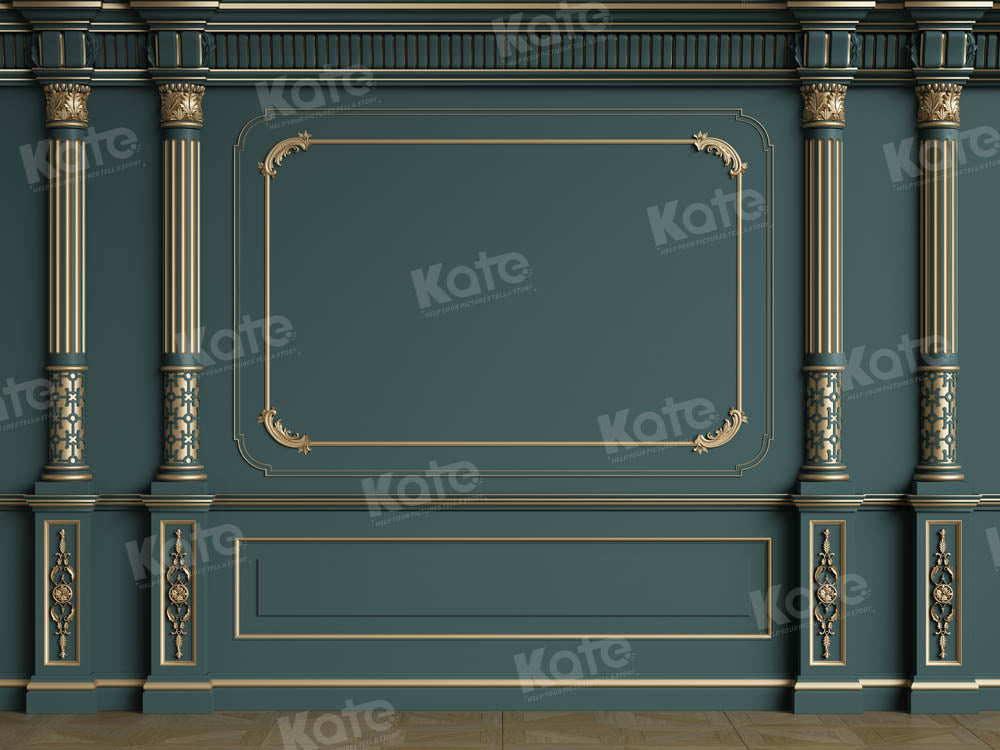 Kate Retro Interior Green Vintage Wall Golden Backdrop Designed by Kate Image