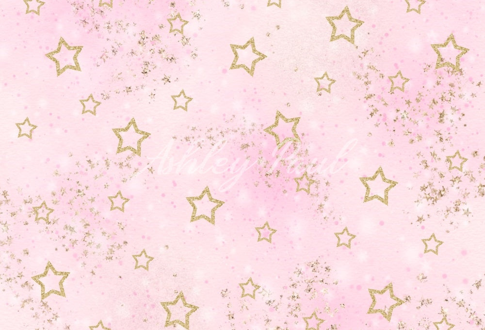 Sfondo rosa con stelle dorate adorabile progettato da Ashley Paul