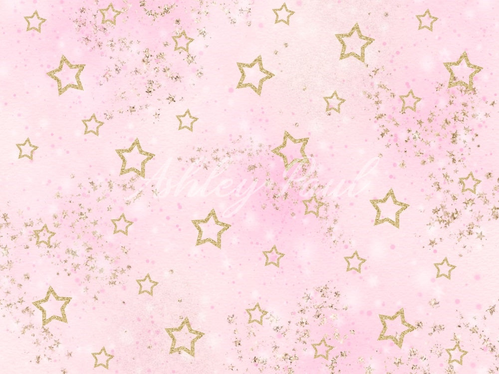 Kate Pink Lovely Golden Star Backdrop Designed by Ashley Paul