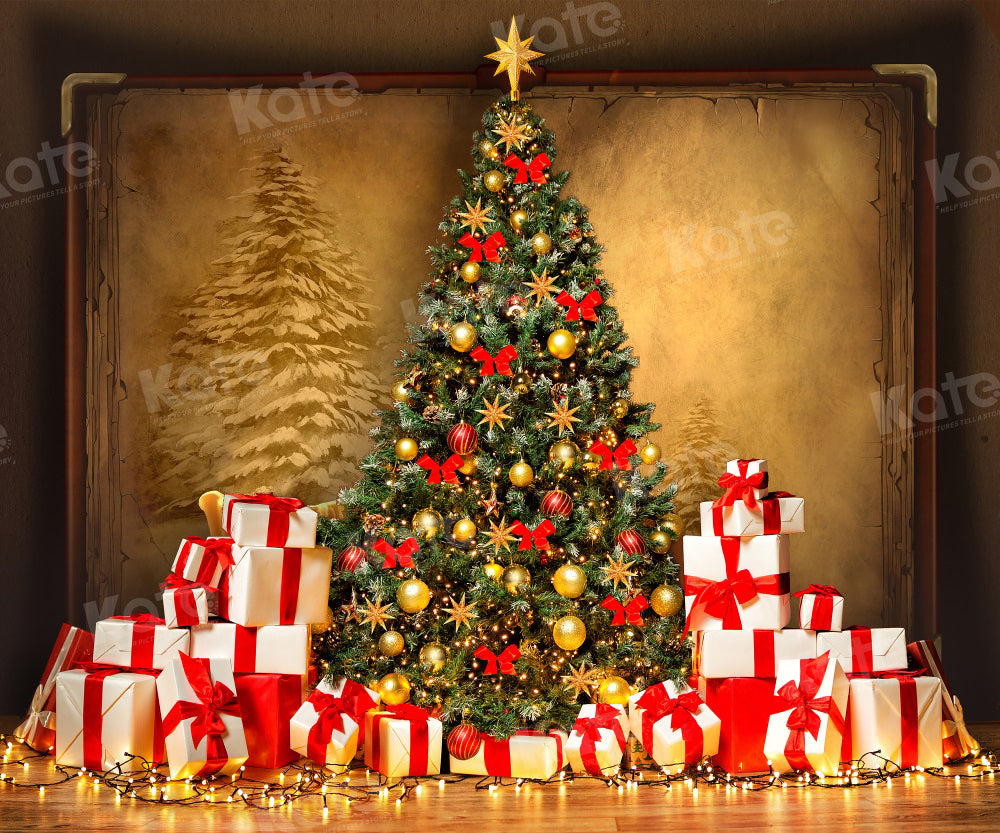 Christmas tree with bulbs and gifts Royalty Free Vector