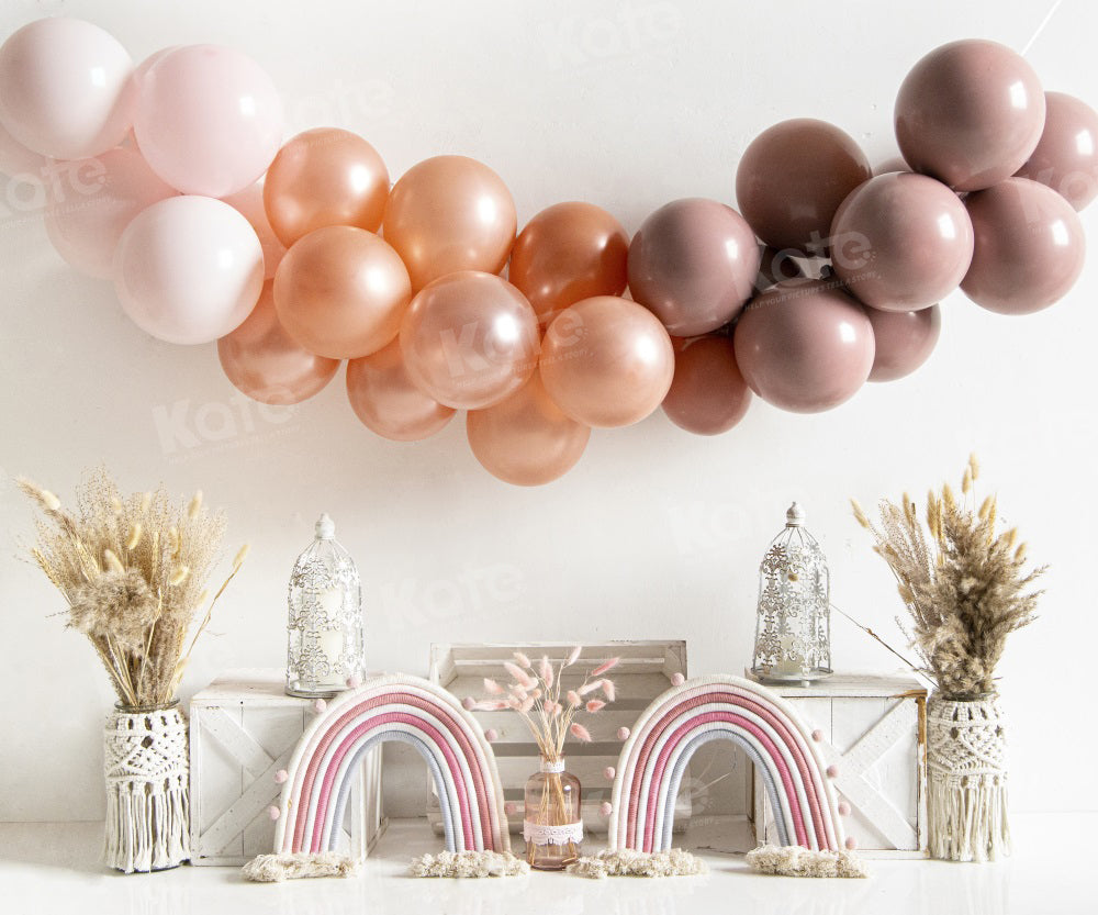 Fondo de globos arcoíris boho para fotografía