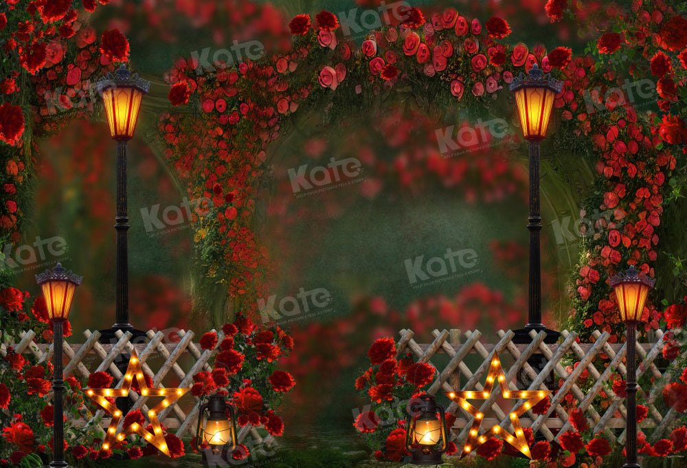 Giardino di rose per San Valentino - Sfondo per fotografia con arco