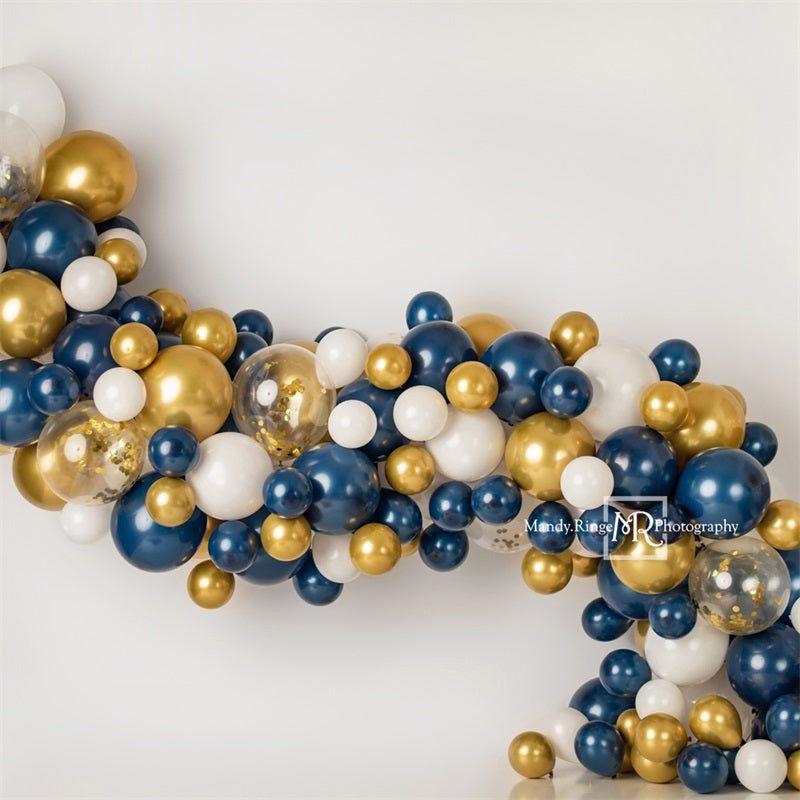 Kate Navy and Gold Balloon Garland Backdrop Designed by Mandy Ringe Photography