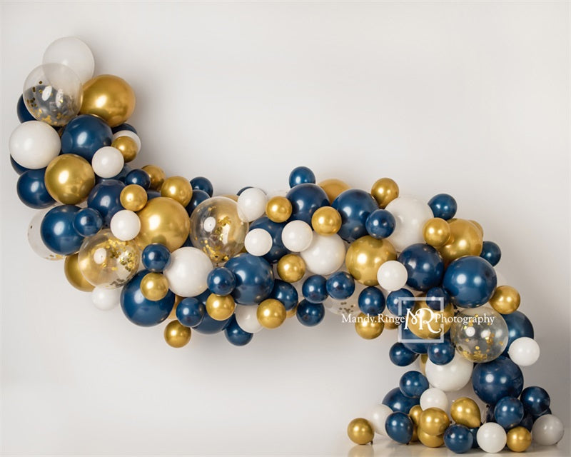 Kate Navy and Gold Balloon Garland Backdrop Designed by Mandy Ringe Photography